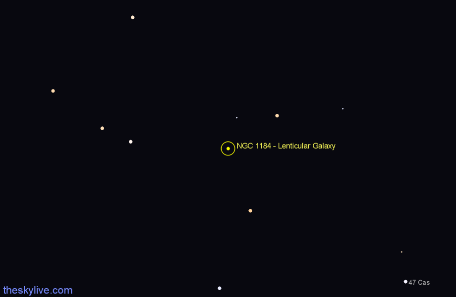 Finder chart NGC 1184 - Lenticular Galaxy in Cepheus star