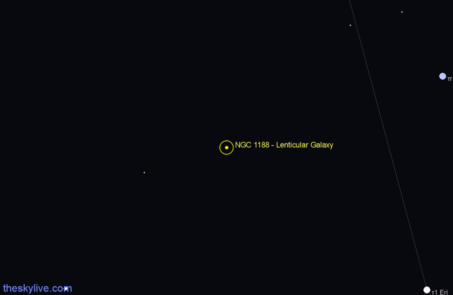 Finder chart NGC 1188 - Lenticular Galaxy in Eridanus star