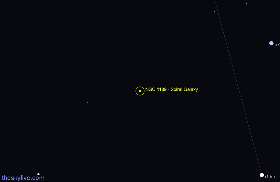 Finder chart NGC 1189 - Spiral Galaxy in Eridanus star