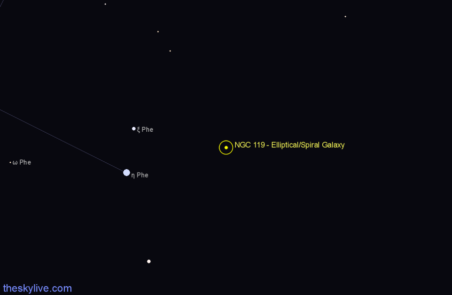 Finder chart NGC 119 - Elliptical/Spiral Galaxy in Phoenix star