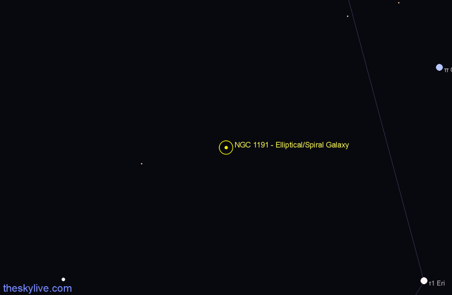 Finder chart NGC 1191 - Elliptical/Spiral Galaxy in Eridanus star