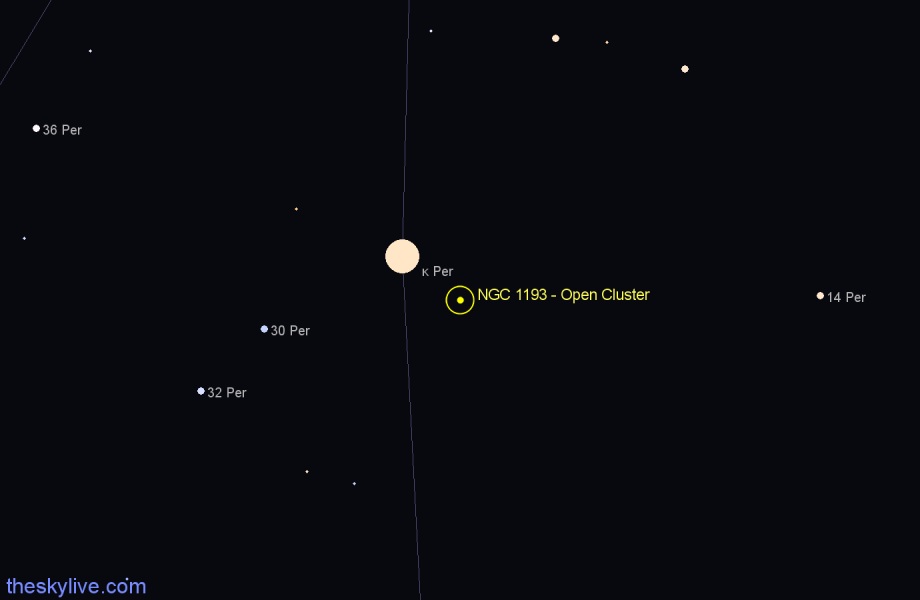 Finder chart NGC 1193 - Open Cluster in Perseus star