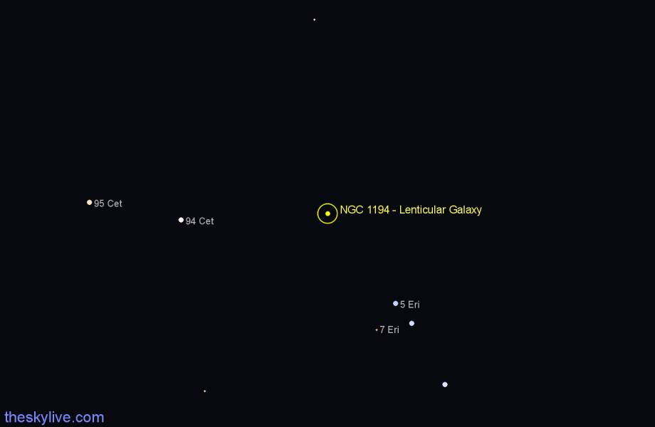 Finder chart NGC 1194 - Lenticular Galaxy in Cetus star