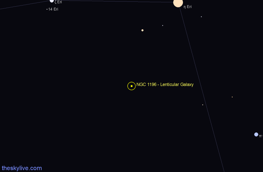 Finder chart NGC 1196 - Lenticular Galaxy in Eridanus star