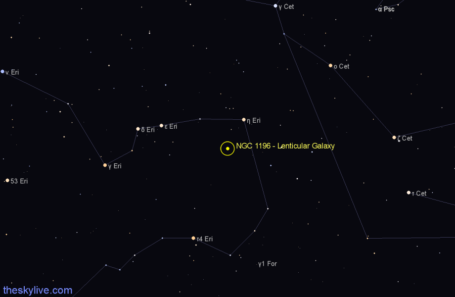 Finder chart NGC 1196 - Lenticular Galaxy in Eridanus star