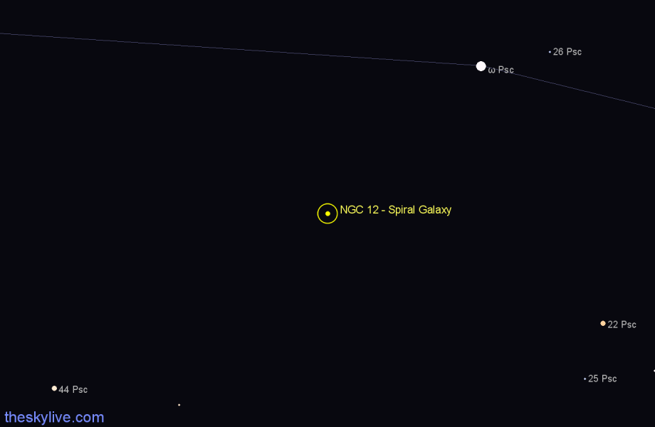 Finder chart NGC 12 - Spiral Galaxy in Pisces star