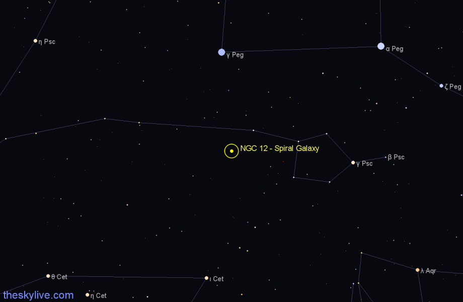 Finder chart NGC 12 - Spiral Galaxy in Pisces star