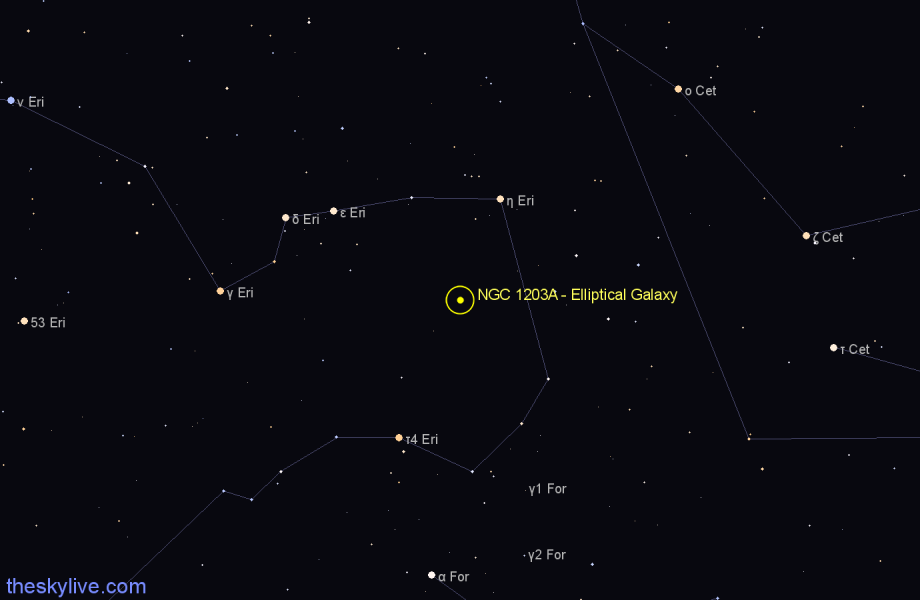 Finder chart NGC 1203A - Elliptical Galaxy in Eridanus star