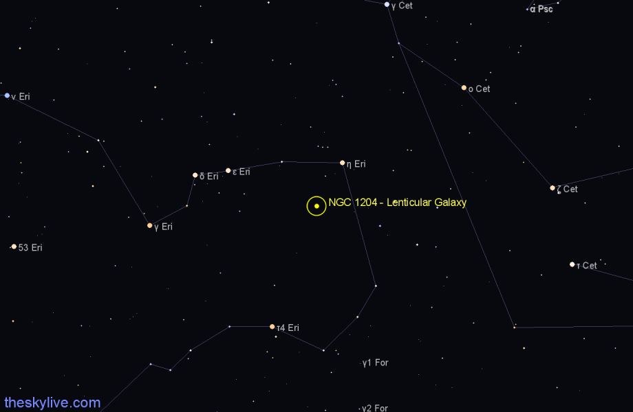 Finder chart NGC 1204 - Lenticular Galaxy in Eridanus star