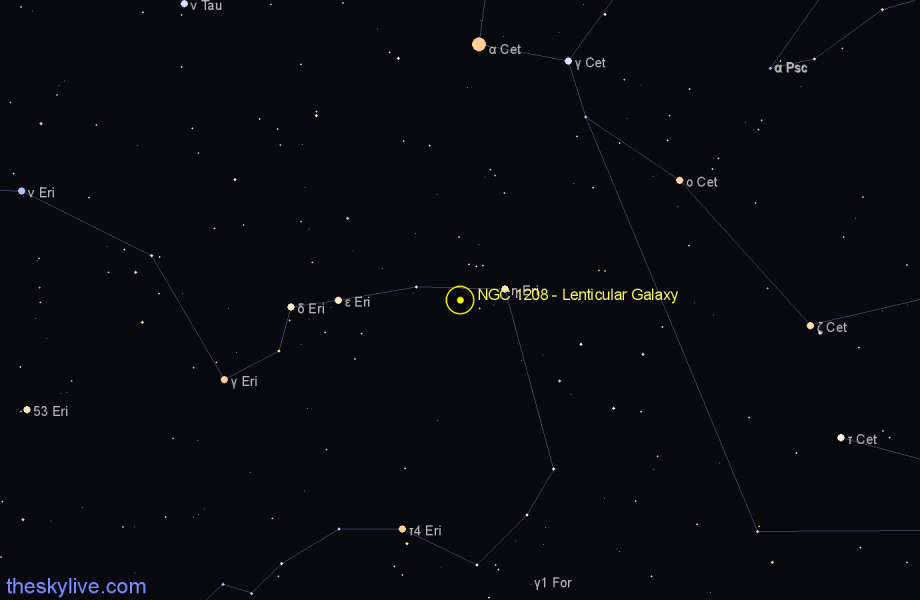 Finder chart NGC 1208 - Lenticular Galaxy in Eridanus star