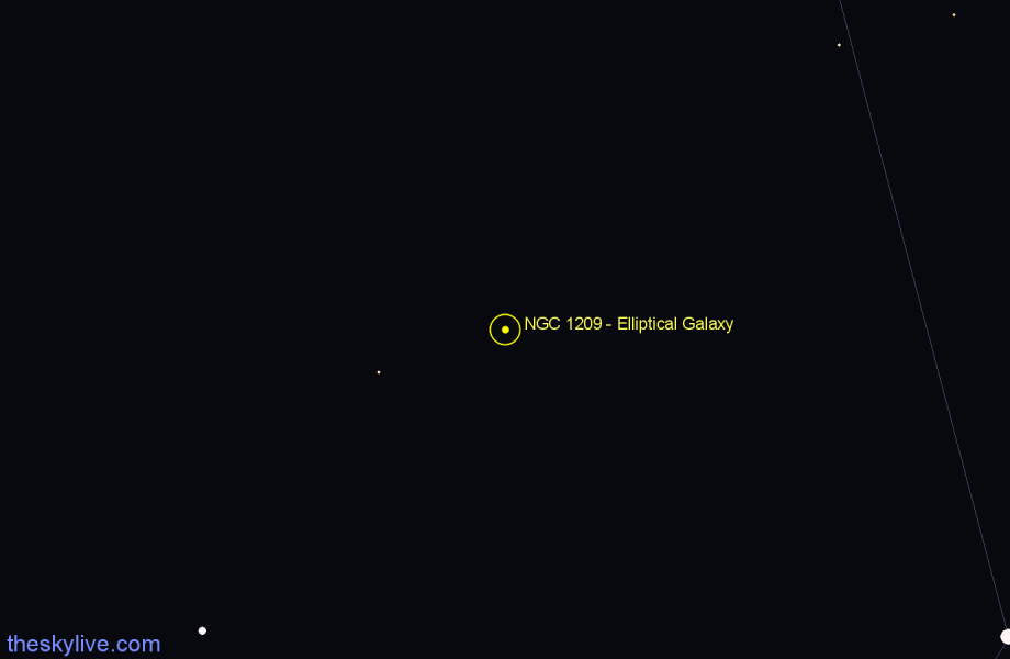 Finder chart NGC 1209 - Elliptical Galaxy in Eridanus star