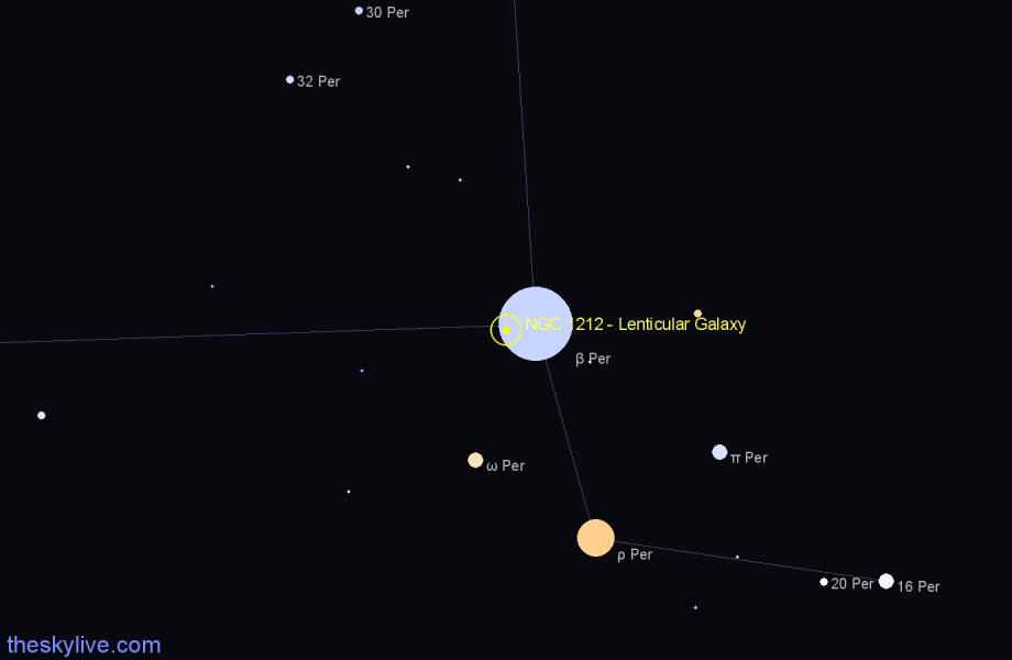 Finder chart NGC 1212 - Lenticular Galaxy in Perseus star