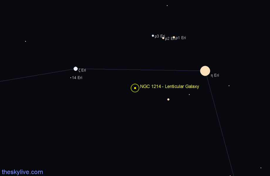 Finder chart NGC 1214 - Lenticular Galaxy in Eridanus star