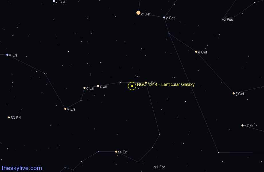 Finder chart NGC 1214 - Lenticular Galaxy in Eridanus star