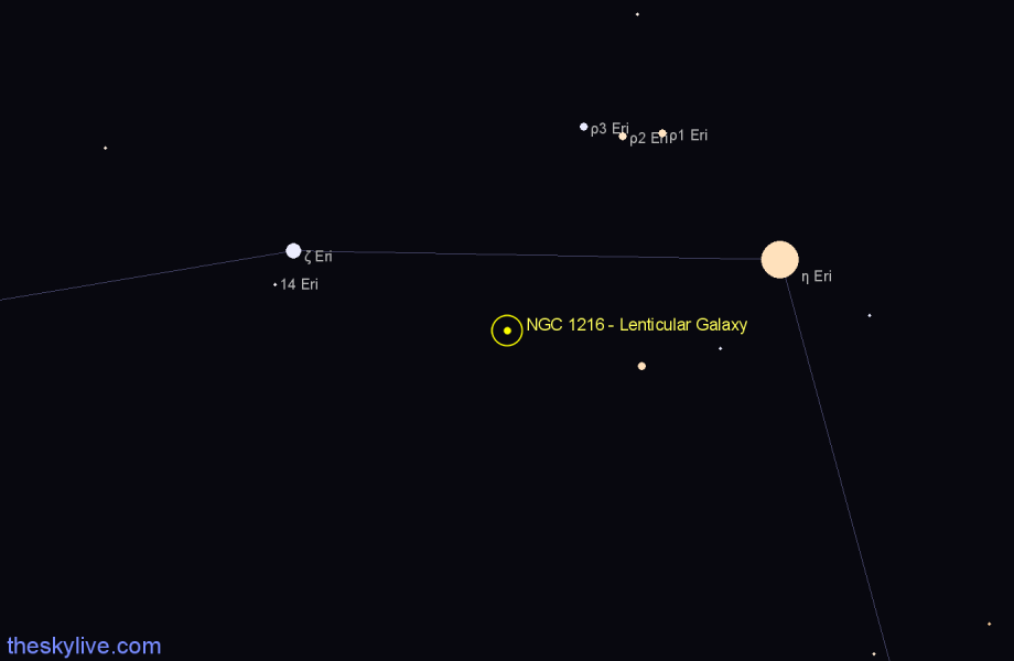 Finder chart NGC 1216 - Lenticular Galaxy in Eridanus star