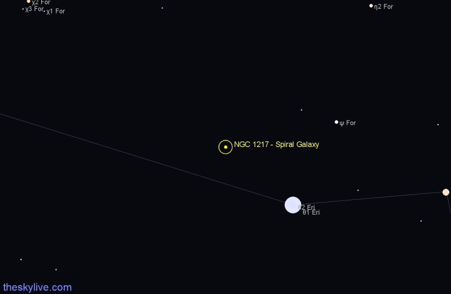 Finder chart NGC 1217 - Spiral Galaxy in Fornax star