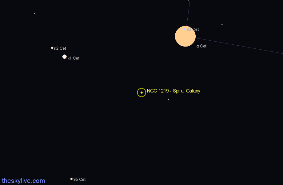 Finder chart NGC 1219 - Spiral Galaxy in Cetus star