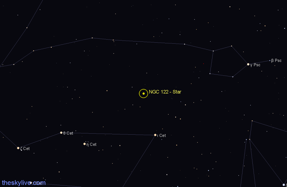 Finder chart NGC 122 - Star in Cetus star