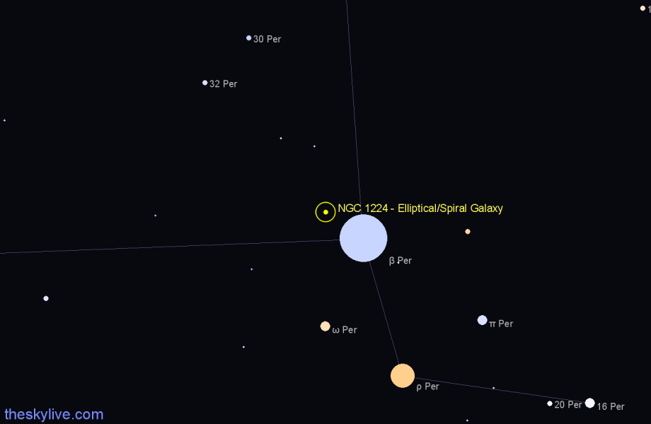 Finder chart NGC 1224 - Elliptical/Spiral Galaxy in Perseus star