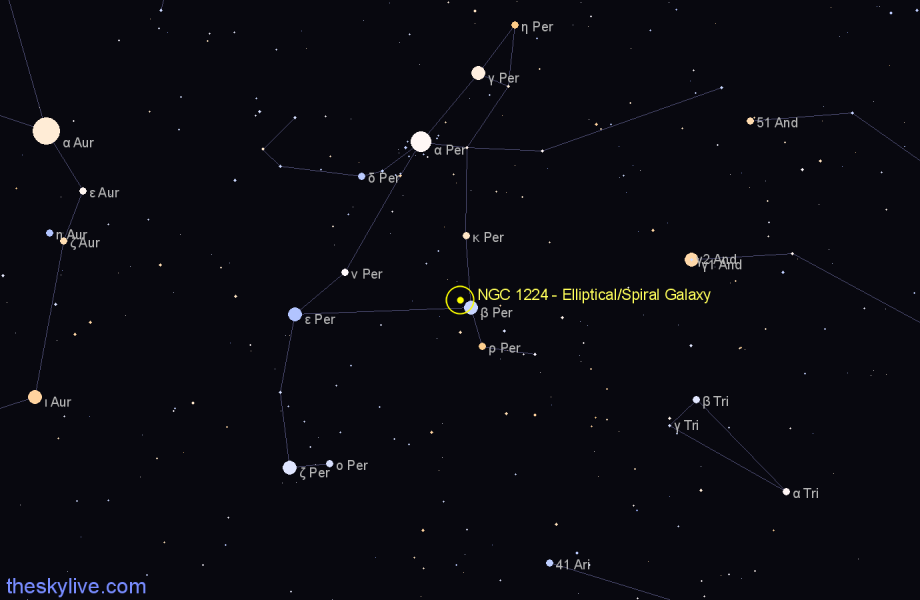 Finder chart NGC 1224 - Elliptical/Spiral Galaxy in Perseus star