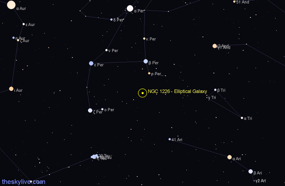 Finder chart NGC 1226 - Elliptical Galaxy in Perseus star