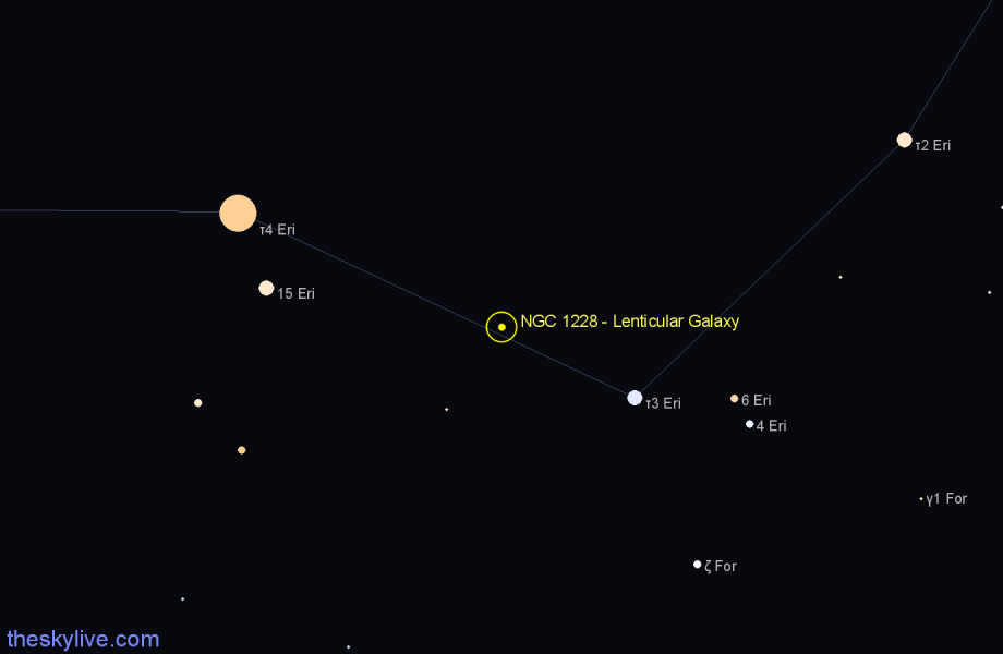 Finder chart NGC 1228 - Lenticular Galaxy in Eridanus star