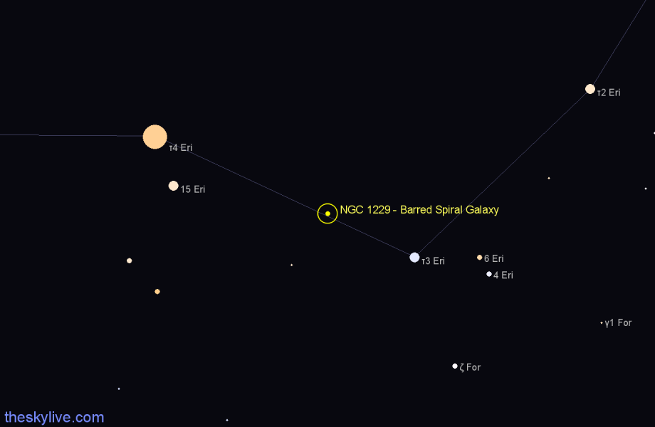 Finder chart NGC 1229 - Barred Spiral Galaxy in Eridanus star