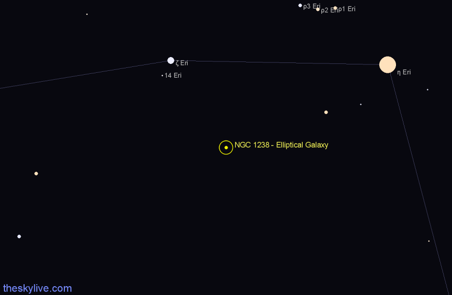 Finder chart NGC 1238 - Elliptical Galaxy in Eridanus star