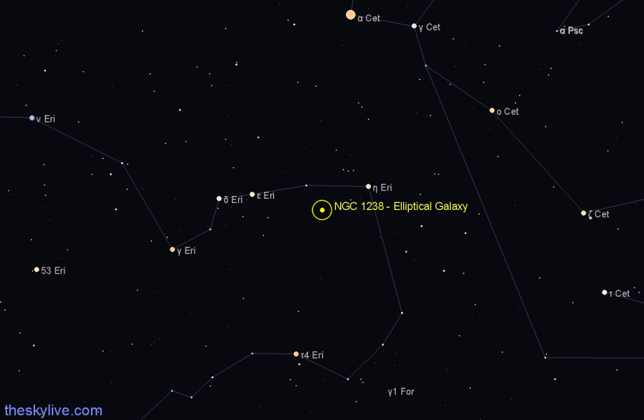 Finder chart NGC 1238 - Elliptical Galaxy in Eridanus star