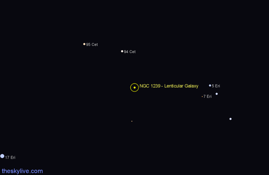 Finder chart NGC 1239 - Lenticular Galaxy in Eridanus star