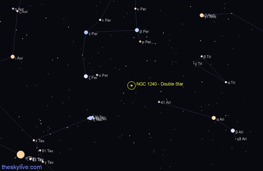Finder chart NGC 1240 - Double Star in Aries star