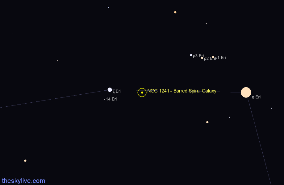 Finder chart NGC 1241 - Barred Spiral Galaxy in Eridanus star