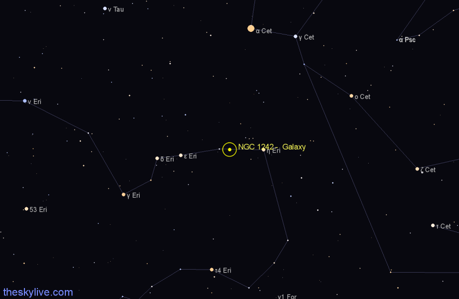 Finder chart NGC 1242 -  Galaxy in Eridanus star