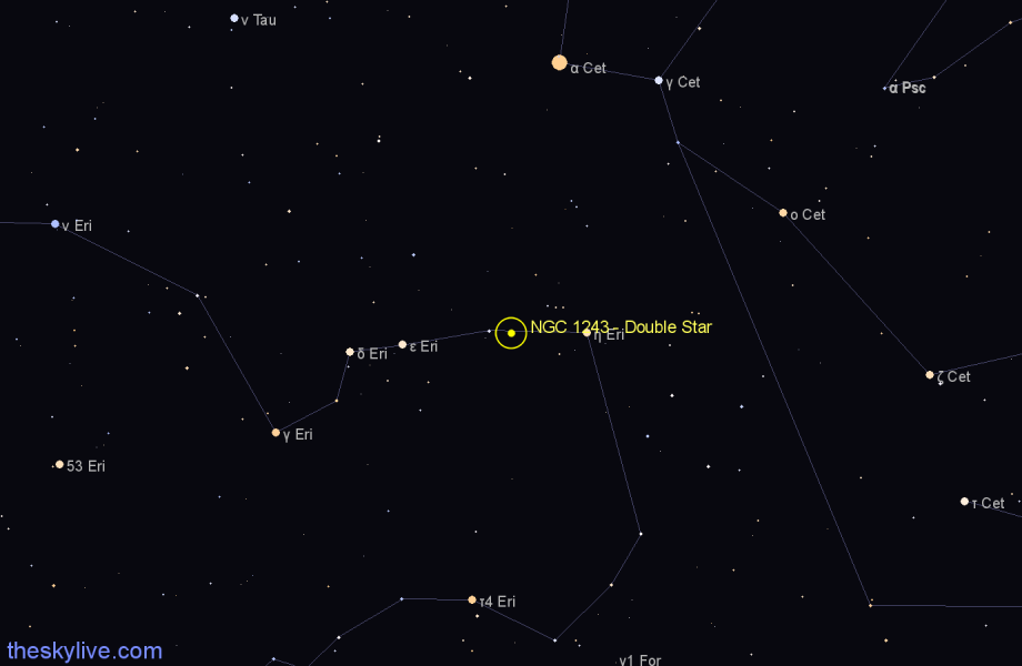 Finder chart NGC 1243 - Double Star in Eridanus star