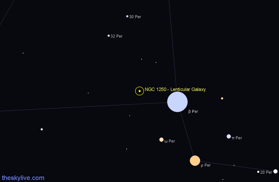 Finder chart NGC 1250 - Lenticular Galaxy in Perseus star