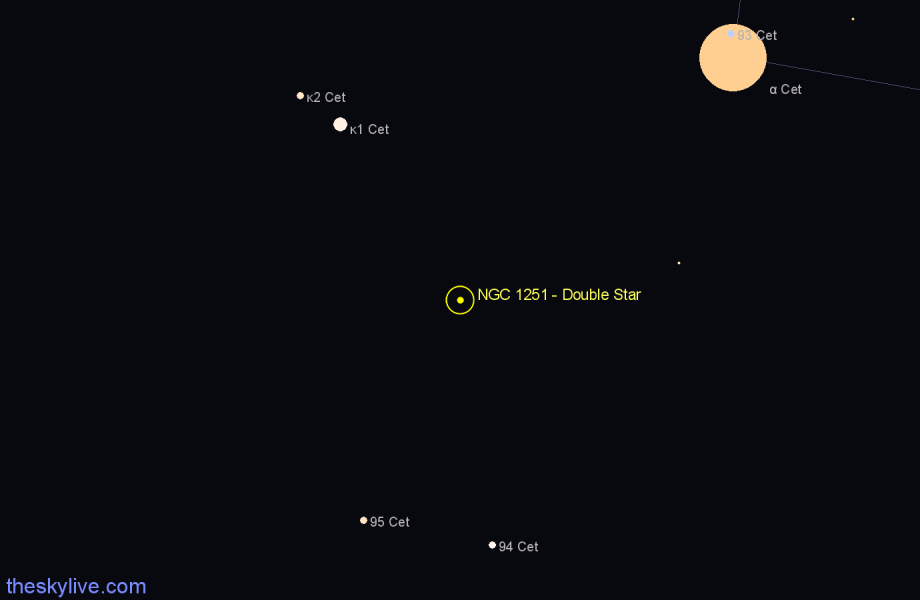 Finder chart NGC 1251 - Double Star in Cetus star