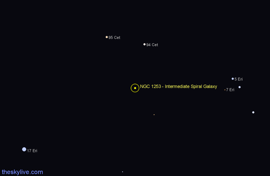 Finder chart NGC 1253 - Intermediate Spiral Galaxy in Eridanus star