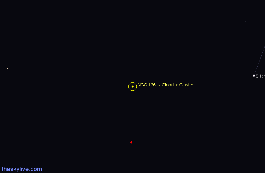 Finder chart NGC 1261 - Globular Cluster in Horologium star