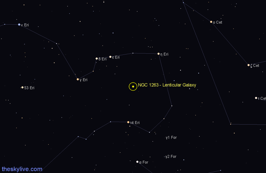 Finder chart NGC 1263 - Lenticular Galaxy in Eridanus star