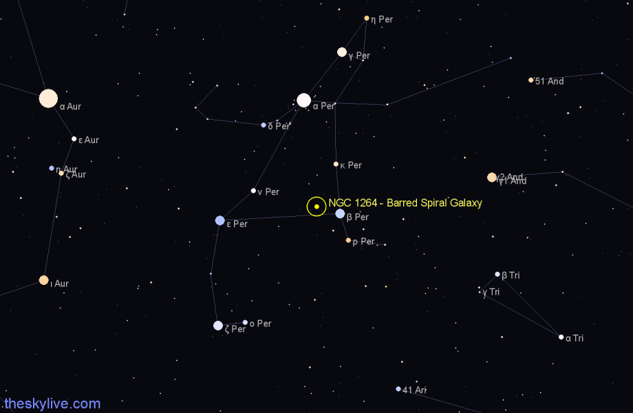 Finder chart NGC 1264 - Barred Spiral Galaxy in Perseus star