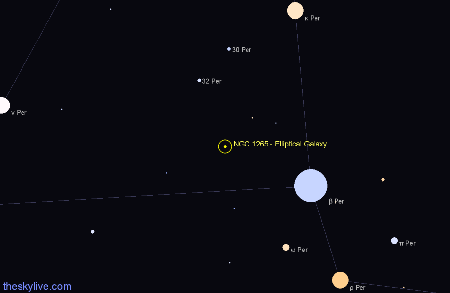 Finder chart NGC 1265 - Elliptical Galaxy in Perseus star