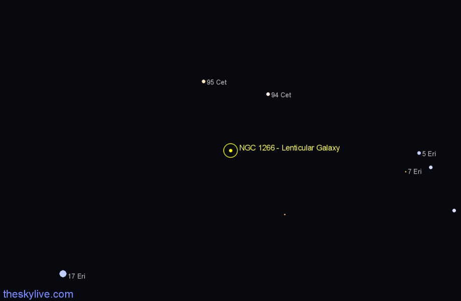 Finder chart NGC 1266 - Lenticular Galaxy in Eridanus star