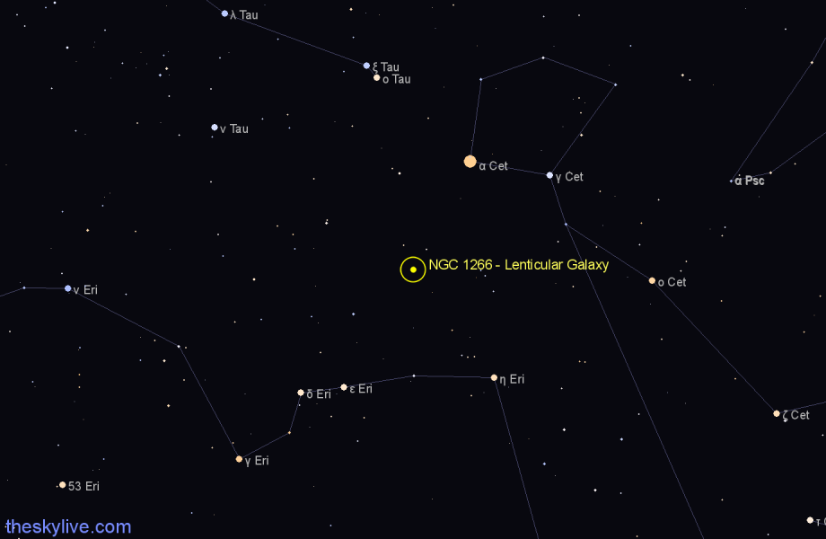 Finder chart NGC 1266 - Lenticular Galaxy in Eridanus star
