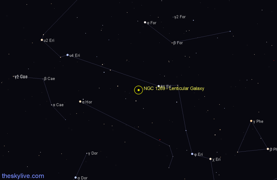 Finder chart NGC 1269 - Lenticular Galaxy in Eridanus star