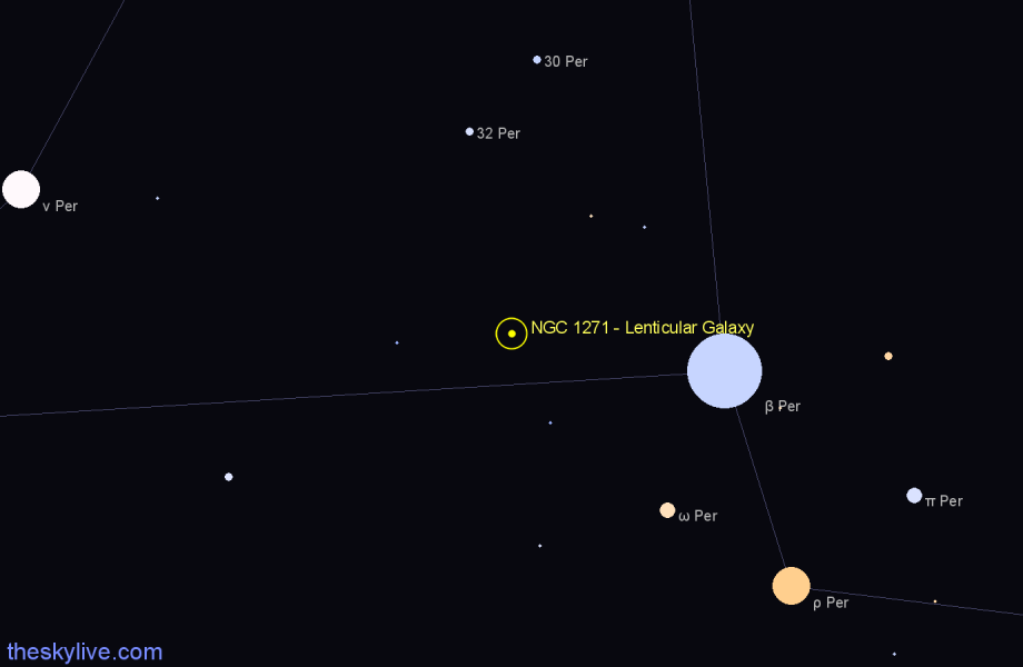 Finder chart NGC 1271 - Lenticular Galaxy in Perseus star