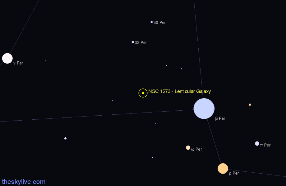 Finder chart NGC 1273 - Lenticular Galaxy in Perseus star
