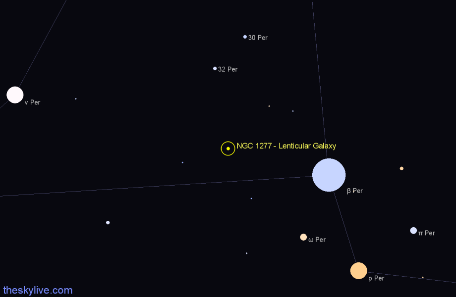 Finder chart NGC 1277 - Lenticular Galaxy in Perseus star