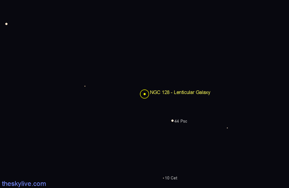 Finder chart NGC 128 - Lenticular Galaxy in Pisces star
