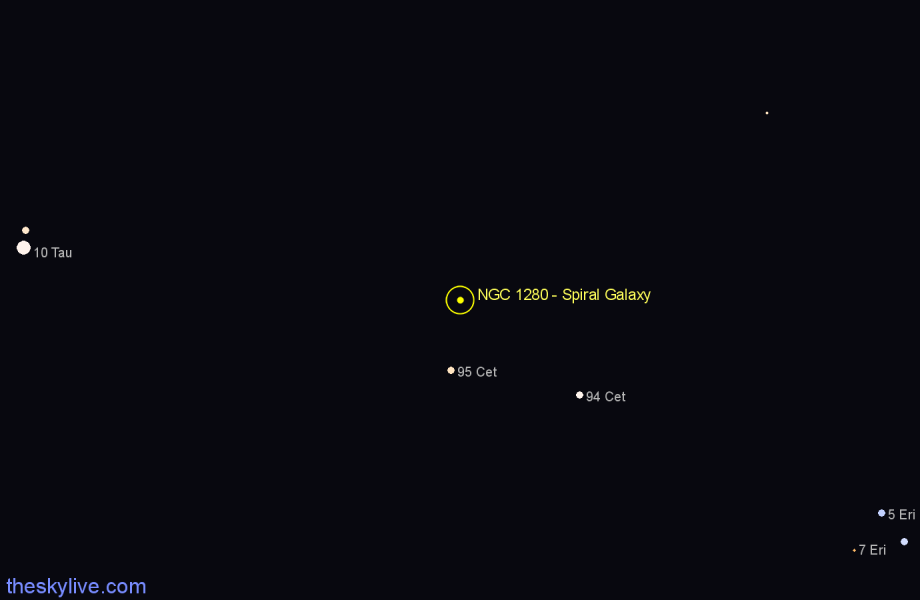 Finder chart NGC 1280 - Spiral Galaxy in Cetus star