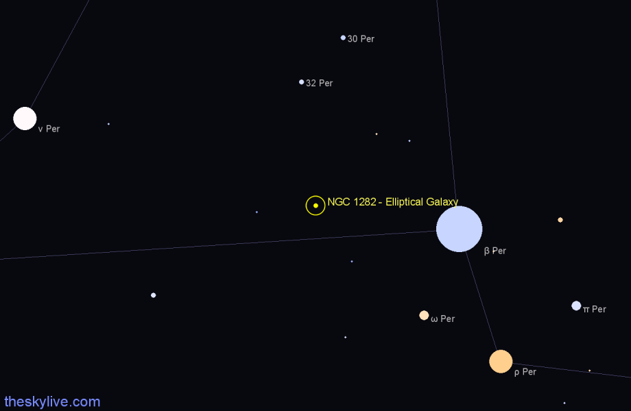 Finder chart NGC 1282 - Elliptical Galaxy in Perseus star